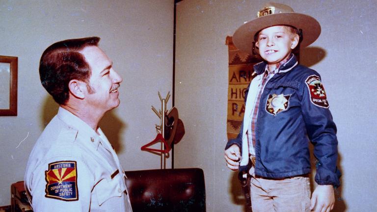 Chris with local police officer