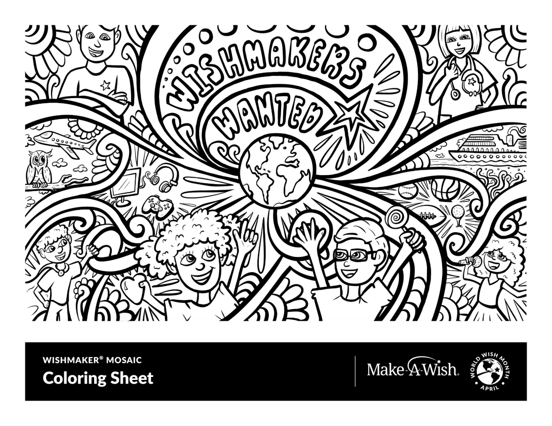 WishMaker Mosaic Coloring Sheet Print Off